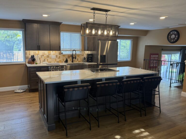Littleton kitchen remodel with large island and pendant lighting by Brimie Contractors