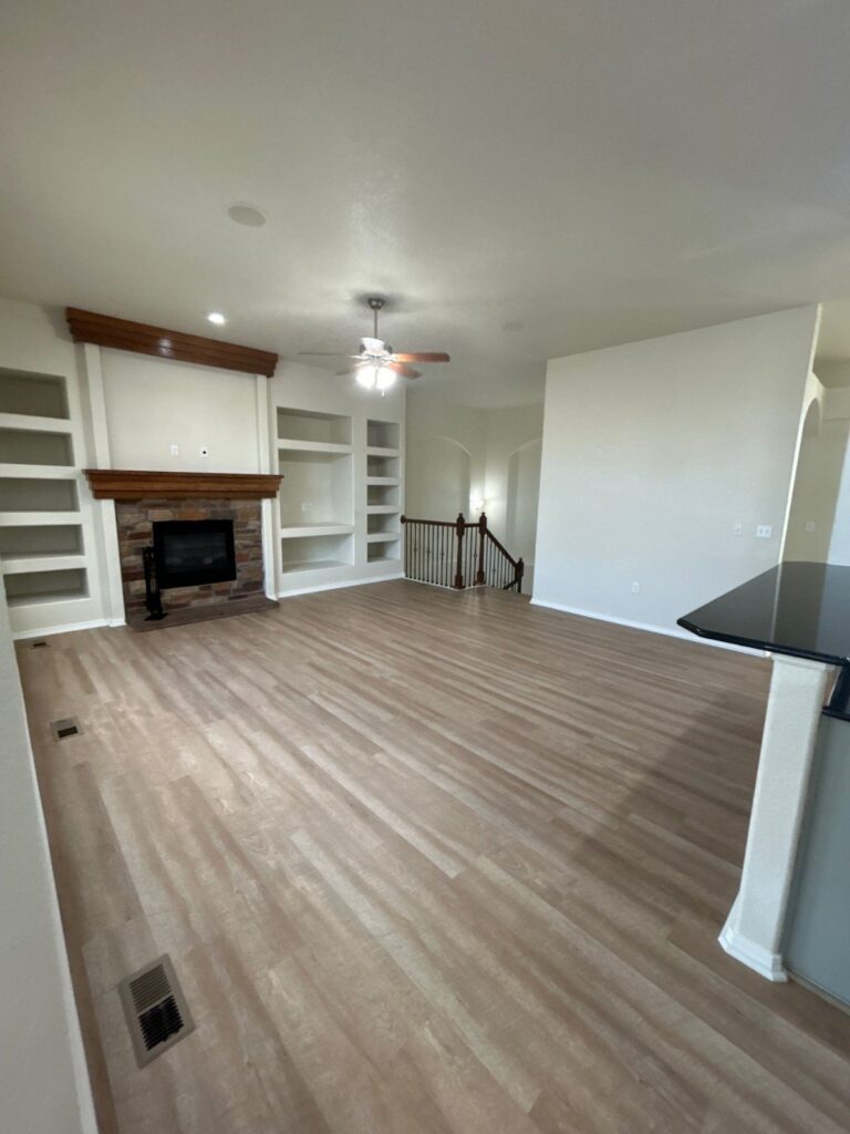 After: great room with fresh interior paint, ready to list